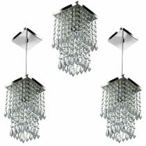 Kit 1 Lustre Cristal Acr. Spark + 2 Pendentes Spark Kit 1 Lustre Cristal Acr. Spark + 2 Pendentes Spark