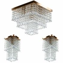 Kit 1 Lustre Cristal Acr. Sweet + 2 Lustres Spark Cobre Kit 1 Lustre Cristal Acr. Sweet + 2 Lustres Spark Cobre