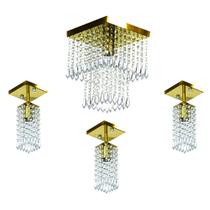 Kit 1 Lustres Cristal Acr. Marrycrillic +3 Clearcrilic Gold