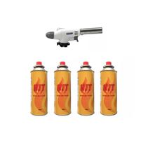 Kit 1 Maçarico 4 Refil Culinário Artesanato Multiuso Branco