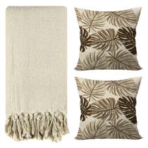 Kit 1 Manta Para Sofá 2,40 X 1,80 + 2 Capas de Almofada Cor:Bege-Bege Kit 1 Manta Para Sofá 2,40 X 1,80 + 2 Capas de Almofada Cor:Bege-Bege