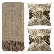 Kit 1 Manta Para Sofá 2,40 X 1,80 + 2 Capas de Almofada Cor:Caramelo-Bege Kit 1 Manta Para Sofá 2,40 X 1,80 + 2 Capas de Almofada Cor:Caramelo-Bege