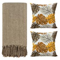 Kit 1 Manta Para Sofá 2,40 X 1,80 + 2 Capas de Almofada Cor:Caramelo-Marrom Kit 1 Manta Para Sofá 2,40 X 1,80 + 2 Capas de Almofada Cor:Caramelo-Marrom