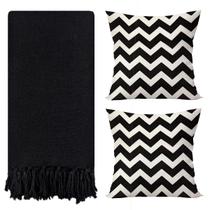 Kit 1 Manta Para Sofá 2,40 X 1,80 + 2 Capas de Almofada Cor:Marrom-Marrom