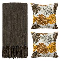 Kit 1 Manta Para Sofá 2,40 X 1,80 + 2 Capas de Almofada Cor:Marrom-Marrom Kit 1 Manta Para Sofá 2,40 X 1,80 + 2 Capas de Almofada Cor:Marrom-Marrom