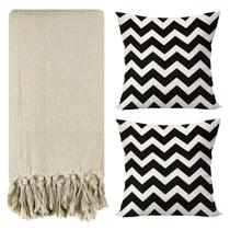 Kit 1 Manta Para Sofá 2,40 X 1,80 + 2 Capas de Almofada