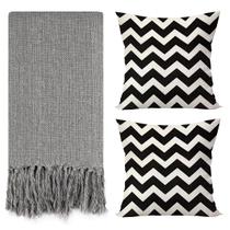 Kit 1 Manta Para Sofá Cinza 2,40 X 1,80 + 2 Capas de Almofada