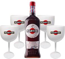 Kit 1 Martini Rosso 750ml + 4 Taças de acrílico personalizadas