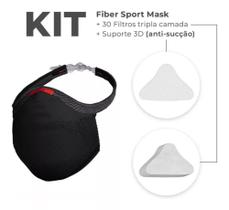 Kit 1 Máscara 3d Knit Fiber + 30un Refil + Suporte De Filtro Preto G
