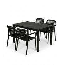 Kit 1 Mesa Creta 140x72cm e 4 Cadeira Tulum em Polipropileno Kit 1 Mesa Creta 140x72cm e 4 Cadeira Tulum em Polipropileno