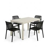 Kit 1 Mesa Creta 140x72cm e 4 Cadeira Tulum em Polipropileno Kit 1 Mesa Creta 140x72cm e 4 Cadeira Tulum em Polipropileno