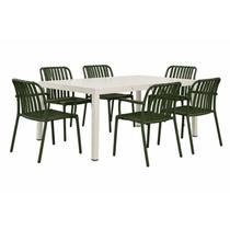Kit 1 Mesa Creta 140x72cm e 6 Cadeira Tulum em Polipropileno Kit 1 Mesa Creta 140x72cm e 6 Cadeira Tulum em Polipropileno