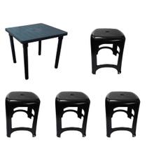 Kit 1 Mesa Des. 83cm e 4 Banqueta Preta Capacidade 120kg Kit 1 Mesa Des. 83cm e 4 Banqueta Preta Capacidade 120kg