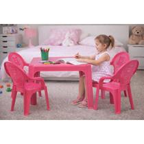Kit 1 Mesa e 4 cadeira Infantil Rosa Perfeita Para Crianças Brincar, Estudar e Comer Antares Kit 1 Mesa e 4 cadeira Infantil Rosa Perfeita Para Crianças Brincar, Estudar e Comer Antares