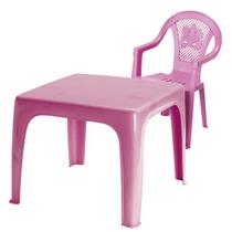 Kit 1 Mesinha + 1 Poltroninha Rosa Infantil Ideal para Estudo e Brincadeiras