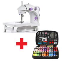Kit 1 Mini máquina de costura portátil, 1 Mesa Extensora e 1 Kit de costura