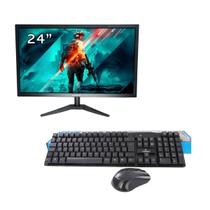 Kit 1 Monitor Full HD 60hz Led 24 Polegadas 1920x1080 Mais Kit Teclado E Mouse