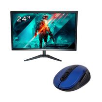 Kit 1 Monitor Full HD 60hz Led 24 Polegadas 1920x1080 Mais Mouse 2.4 Ghz Sem Fio