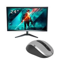 Kit 1 Monitor Full HD 60hz Led 24 Polegadas 1920x1080 Mais Mouse 2.4 Ghz Sem Fio