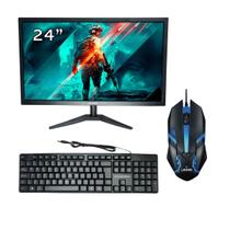 Kit 1 Monitor Led 24 Polegadas Full HD 60hz 1920x1080 Pixels Mais Teclado E Mouse Gamer