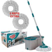 Kit 1 Mop Duas Aguas Fit Esfregão Microfibra Cesto Inox Flash Limp MOP7504 + 2 Refil RMOP5011