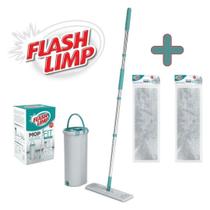 KIT 1 Mop Lava e Seca FIT Esfregão MOP6088 + 2 Refil de Microfibra RMOP6088 Flash Limp