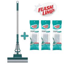 Kit 1 Mop Limpeza Geral Plus Rodo Mágico Lava e Seca MOP7671 + 3 Refil RMOP7671 Flash Limp