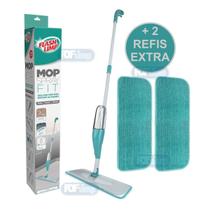 KIT 1 MOP SPRAY FIT FLASHLIMP RESERVATÓRIO 365ml CABO 129cm LIMPA PISO + 2 REFIS MICROFIBRA EXTRA