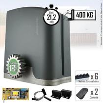Kit 1 Motor DZ Rio 6m Crem 2 Control Portão Deslizante 400Kg 220V