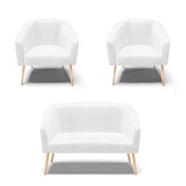 Kit 1 Namoradeira 2 Lugares E 2 Poltronas Branco Pés Palito Kit 1 Namoradeira 2 Lugares E 2 Poltronas Branco Pés Palito
