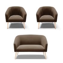 Kit 1 Namoradeira 2 Lugares E 2 Poltronas Marrom Pés Palito Kit 1 Namoradeira 2 Lugares E 2 Poltronas Marrom Pés Palito