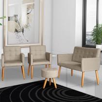 Kit 1 Namoradeira 2 Poltronas com Puff para Recepção Sala de Espera Resistente confortável Estofado 4 Lugares