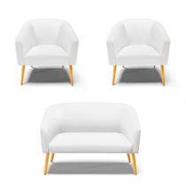 Kit 1 Namoradeira E 02 Poltronas Pés Palito Castanho Branco Kit 1 Namoradeira E 02 Poltronas Pés Palito Castanho Branco