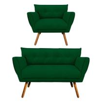 Kit 1 Namoradeira e 1 Poltrona Anitta Suede Verde - Drossi