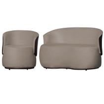 Kit 1 Namoradeira e 1 Poltrona Decorativa Orgânica Beatriz Tecido Suede Mesclado material sintético Marrom - Estopar