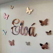 Kit 1 Nome e Borboletas em Acrílico - Personalizado para parede Kit 1 Nome e Borboletas em Acrílico - Personalizado para parede