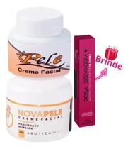 Kit 1 Nova Pele Creme Facial 25g + Batom Liquido Rosa Selvagem + 1 Manutenção 30g