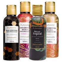 Kit 1 Óleo Beijável Massagem Morango + 1 Amarula + 1 Pessego + 1 Mel Exótico sofisticatto 120ml