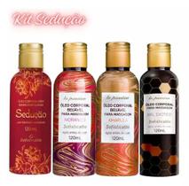Kit 1 Óleo Beijável Massagem Morango + 1 Amarula + 1 Sedução + 1 Mel Exótico sofisticatto 120ml