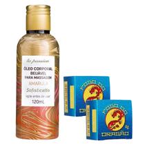 Kit 1 Óleo Beijável Sensação Quente Amarula + 2 Pomada do Dragão Ginseng