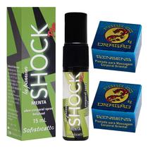 Kit 1 Óleo Spray Shock Plus Menta + 2 Pomada Fogo do Dragão Ginseng Azul