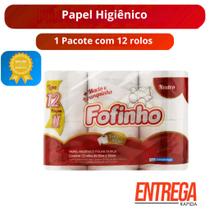 Kit 1 Pacote Papel Higiênico Fofinho Folha Dupla Neutro 30m 12 Rolos Kit 1 Pacote Papel Higiênico Fofinho Folha Dupla Neutro 30m 12 Rolos