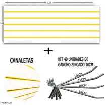 Kit 1 Paineis Canaletado 1,22 X 0,61 + 40 Ganchos 10 CM + Canaleta Amarela