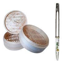 Kit 1 Panela De Bambu 20 Cm + 1 Pegador De Inox 40 Cm Trava