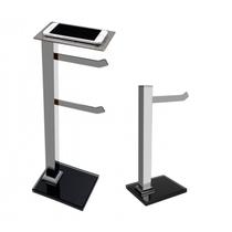 Kit 1 Papeleira de Chão Dupla com Porta Celular e 1 Porta Toalhas de Bancada com Vidro Croamdo Ducon