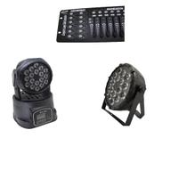 Kit 1 par led slim rgbw 18x12w full 1 mini wash 18x3w dmx 512