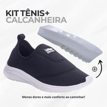Kit 1 Par Tenis Ortopédico Calce Fácil Slip On Casual + Calcanheira Para Esporão Anti Impacto