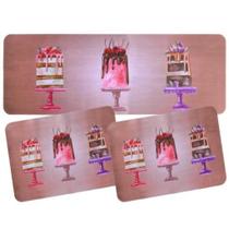 Kit 1 Passadeira e 2 Tapetes Emborrachados de Cozinha Bene Casa Digital Print - Sweet Cake Kit 1 Passadeira e 2 Tapetes Emborrachados de Cozinha Bene Casa Digital Print - Sweet Cake