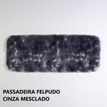 Kit 1 Passadeira Felpuda + 2 Tapetinhos De Porta Felpudo Mesclado CINZA - Ônix Enxovais
