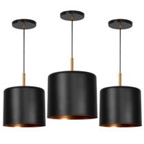 Kit 1 Pendente Bilboquê Grande e 2 Médios Preto c/ Cobre